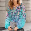 Женские блузки 2024, повседневные рубашки, свободные рукава с пузырьками, модные топы с принтом листьев, деловые женские летние весенние майки