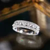 Bandringe 100 % 18 Karat Weißgold Schmuck Vintage Hohlmuster Paar Hochzeit 18 Karat Verlobungsring Damenmode Anel De Prata Bijoux J240226