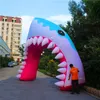 8mH (26ft) with blower Fancy Inflatable Shark Arch With Strip and Blower For Mall Advertising Theme Decoration