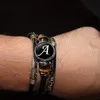 Armbanden met 26 Engelse letters, PU-leer, armbanden, retro punkstijl, handgemaakte meerlaagse handsieraden met kralen, paar geschenken YQ240226