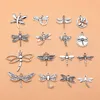 Charms 16st Antique Silver Color Dragonfly Collection för DIY -smycken som gör 16 stilar 1 av varje