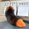 40cm/16" Real Genuine Fox Fur Tail Keychians Cosplay Toy Car KeyChain Bag Charm Pendant Gift