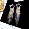 Kolczyki Dangle Fyuan Fashion Long Tassel Crystal for Women 2024 Bijoux luksus błyszcząca złota kolor biżuterii prezenty