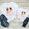 Roupas combinando para a família Roupas combinando para a família Lindo amor mãe com filha estampa camiseta moda look familiar camiseta mulher meninas roupas engraçadas