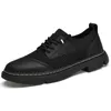 Spring new Casual shoes men black brown business shoes trendy leather shoes fabric stitching slip-on versatile shoes breathable GAI