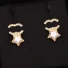 Simple Designer Star Studs Lettre Boucles d'oreilles Marque Stud Crystal Pearl Boucle d'oreille 925Silver Plaqué Cuivre Goujons Femmes Boucle d'oreille Bijoux de fête d'anniversaire