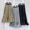 Premium Midi Skirt Highwaisted Denim Strappy Skirt Zipper Skirt Simple Solid Color Printed Lace Splicing FZ226