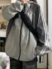 Kurtki houzhou techwear wiatrówek szary kurtki kobiety hipis harajuku gość zamek błyskawiczny z kapturem kurtka w paski Patchwork Patworku