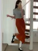 Skirts Cotton Corduroy Long Skirt For Women Solid High Waist Sexy Open Side Streetwear Maxi Falda Aesthetic Clothes