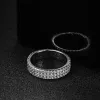 Rings Knobspin Full Moissanite Ring 925 Sterling Sliver Plated 18K Eternity Band Hip Hop Rings for Woman Man Party Sparkling Jewely