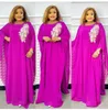 Vêtements ethniques 2024 Robes africaines pour femmes Printemps Manches longues O-Cou Bleu Blanc Gris Rose Robes Musulmanes Abaya Vêtements