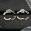 Boucles d'oreilles de créateurs pour femmes élégantes, bijoux de mariage, marque de lettres, clous en argent 925 plaqué cuivre, perle, boucles d'oreilles en cristal, cadeaux de festivals exquis