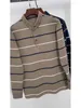 Męski Polos Light Luksusowy jesień Business Casual High-end Polo Shirt Cotton Bripe Designer Projektanta Moda na długi rękaw
