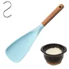 Dinnerware Sets Scoop Heat Resistant Durable Silicone Practical Wood Handle Cooking Spoon Mixing With Hook Scrape Non Stick Convenient