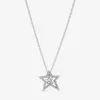 100％925 Sterling Silver Pave Simmmetric Star Collier Necklace Fashion Women Wedding Engagement Jewelry Accessories for Gift25s