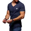 maglietta estiva manica corta maglietta polo polo T-shirt da uomo Slim fit puro cotone girocollo scollo a V Esercizio fitness di alta qualità Maglietta a maniche corte in cotone A49