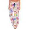 Women's Pants Casual Fashion Comfort Pajama Easter Print Drawstring Wide Leg Woman Jumpsuits 2024 Female Clothing