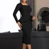 Casual Dresses Plus Size Womens Spring Fashion Elegant Dress Long Sleeved OL Style Commuter Ruffle High Waist Hip Wrap Bodycon Midi