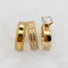 Rings Unique 3PCS Wedding Engagement Rings Sets for Couples Men and Women Lovers 24k Gold Plated Jewery Cz Diamond Ring