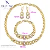 Xuping Jewelry Fashion Charm Gold Plated Three Metal Colors Necklace Earring Bracelets Set for Women Christmas Party Gift 240220