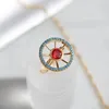 Clusterringen Klassieke Stella's Ring van Solaria voor vrouwen Delicate Luxe Inleg Kristal Koper Zon Split Verstelbaar Cadeau Haar