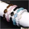Bracelets de charme perlés de pierres précieuses naturelles les plus récentes pour femmes 8 mm pierre d'oeil de tigre bracelet réglable tressé à la main Fa Dhgarden Dhwex