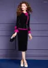 Casual Dresses Elegant Ruffles Patchwork Floral Velvet For Women 2024 Spring Flare Sleeve Party Dress Black Office Work Wear 4xl