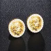 Orecchini a bottone classici con leone Orecchini a bottone con zirconi riempiti in oro con diamanti adatti per uomo Donna Accessori per gioielli Hip Hop Regali J240226