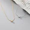 Colliers Modian 925 STERLING Silver Simple Round Round Clear CZ Pendant Collier Snake Chain Colliers Fomen Women Birthday Fine Jewelry Cadeau