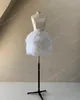 Casual Jurken Luxe Veren Avondjurk Champagne Strapless Satijnen Top Mini Lengte Feest Witte Struisvogelveren Korte Galajurken