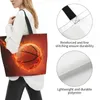 Shopping Bags Basketball On Fire Bag Reusable Cool Ball Tote Sports Shoulder Casual Lightweight Large Capacity