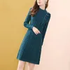 Casual Dresses Round Collar Sweater Dress for Women Autumn Winter Medium Long Bottoming Stickover Streetwear R32