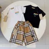 Ensembles de vêtements pour enfants T-shirts à manches courtes Shorts Plaid T-shirts pour enfants en bas âge Pantalons Treillis Garçons Filles T-shirts Pantalons T-shirts pour jeunes bébés Tops Noir Blanc