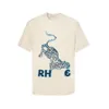 Herr t-shirt designer kläder y2k amerikansk high street trendig varumärke sommar lös avslappnad kort ärm tecknad leopard djur mönster bokstav tryckt par kläder