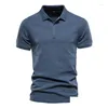 Polos masculinos Mens S 2023 Algodão Camisas Sólidas Casual Manga Curta Turndown Verão Moda Streetwear para Homens Gota Entrega Vestuário Masculino Otzop