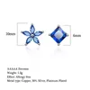 Stud Earrings High Quality Royal Blue Crystal Zirconia Stone Asymmetry Fashion Weddings Party Jewelry For Women