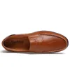 Äkta läder män casual skor lyx varumärke mens loafers moccasins andas slip på svart körning plus storlek 3747 240223