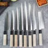 Kitchen Knives Japanese Sashimi Fish Fillet Knife Set Chefs High Carbon Steel Santoku Knives Sushi Slicing Knife Cleaver Q240226