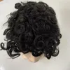 Malaysian Virgin Human Hair Piece #1b 19mm Curl 7x9 Full Lace Toupee Male Wigs for Men