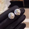 Diverses boucles d'oreilles de créateurs pour femmes plaquées or 18 carats en argent 925 avec lettres géométriques pour femmes rondes en cristal strass perle bijoux de fête de mariage66