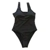 ملابس السباحة للسيدات قطعة سوداء للسباحة مصممة مبطنة بيكينيس صيف شاطئ الرسالة