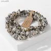 Beaded White Opal Stone Armband Natural Stone Gravel Stone Square Round Form Beaded Armband Kvinnor Vintage Energy Healing Smycken YQ240226