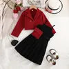 Girls skill set 2024 Korean version fashionable little perfume clothing childrens solid jacket+skill+three piece package 240225