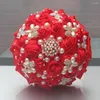 Hochzeitsblumen WifeLai-Ein schöner kleiner und großer Seidenstrauß mit Kristallperle, handgefertigter Rosenball, mehrere Farbauswahl W252