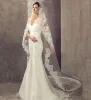 حجاب الزفاف الكاتدرائية الزفاف الطويل الحجاب بدون مشط 3x1.5 م حافة الدانتيل إكسسوارات طبقة واحدة