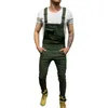 Men's Jeans Stylish Men Streetwear Overalls Solid Color Slim Fit Bib Jumpsuits Male Casual All-Match Strap Denim Pants