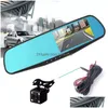 Auto Dvr Achteruitkijkspiegel 1080P Dual Lens Rijden Videorecorder Dash Camera 4.3 / 2.8 Inch Elektronica Accessoires Drop Delivery Mobiles Dhvjt