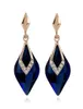 Boucles d'oreilles en cristal bleu marine pour femmes, Style européen, bijoux élégants à la mode, 8809510