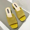 Sandalen maat 35-42 Damespantoffels Zomer Gesloten teen Comfort Mode Weefsel Buiten Middelhoge hak