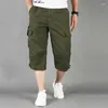 Pantalons pour hommes Longueur mollet Hommes Été Multi Poche Lâche Casual Cargo Coton Pantalon court Hommes Joggers Pantalons Plus Taille M-5XL